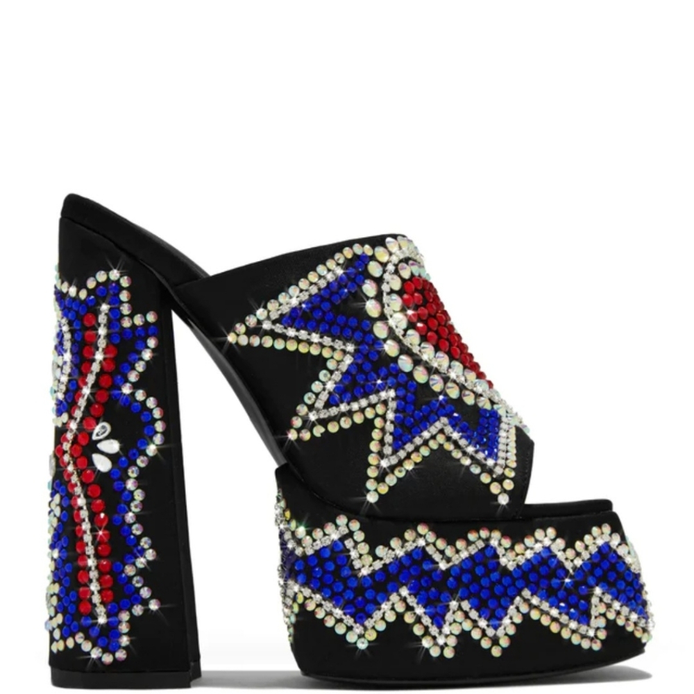 High heel platform mules